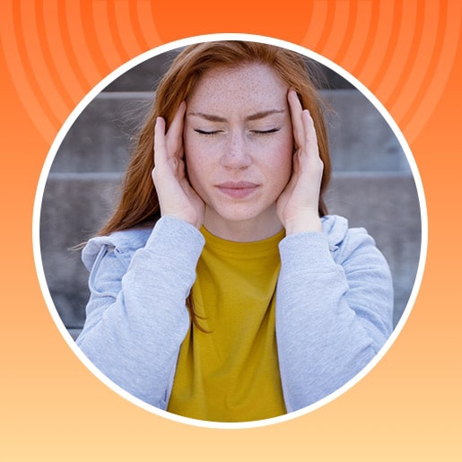 Woman having signs of tinnitus
